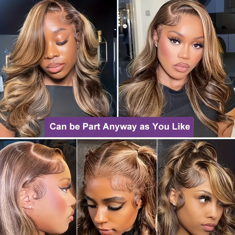 Bob Wig Human Hair 4/27 Ombre Honey Blonde HD Lace Front 13x4 - Straight 180% Density Pre-Plucked with Baby Hair Natural Look for, Hair Wig, Realistic Hairpiece